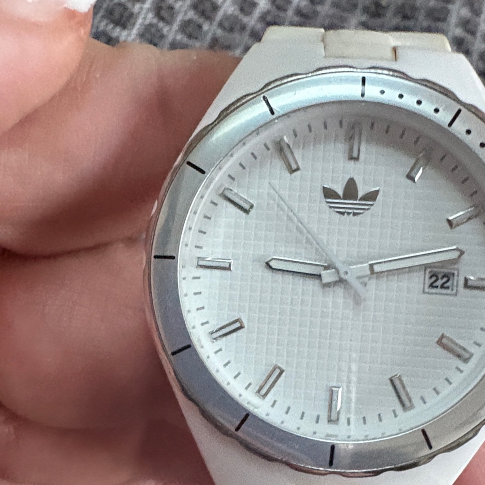 Adidas White and Silver Analog Watch